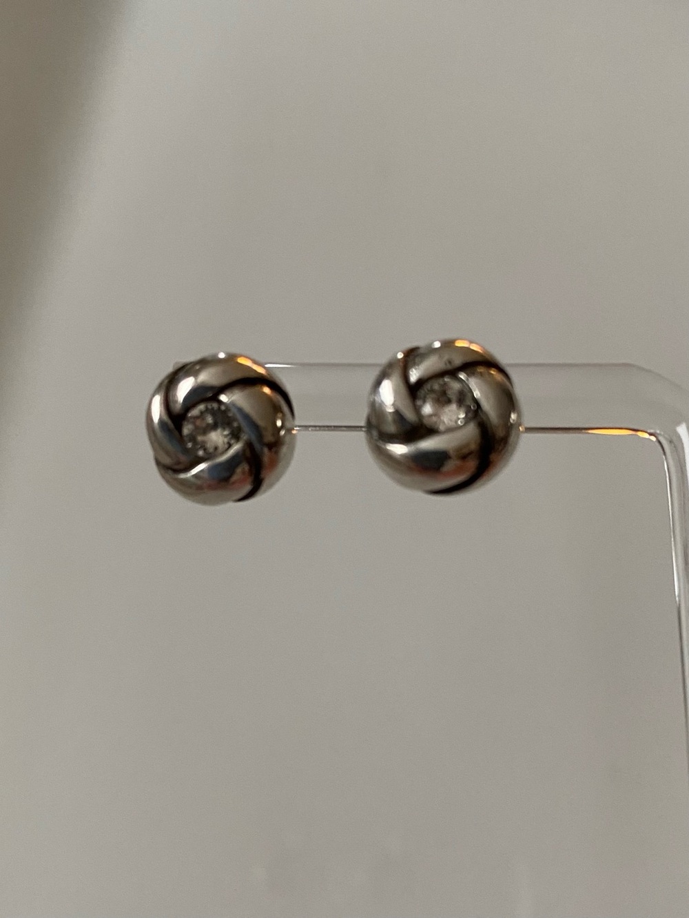 Brighton ‘love me knot’ Silver Knot Stud Earrings with Clear Stones